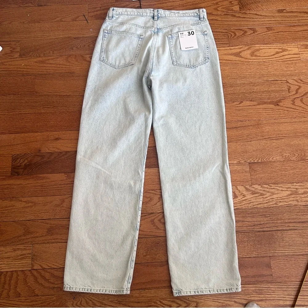 NWT Reformation Val 90s Mid Rise Straight Jeans 30, Light Wash Minimalist Luxe